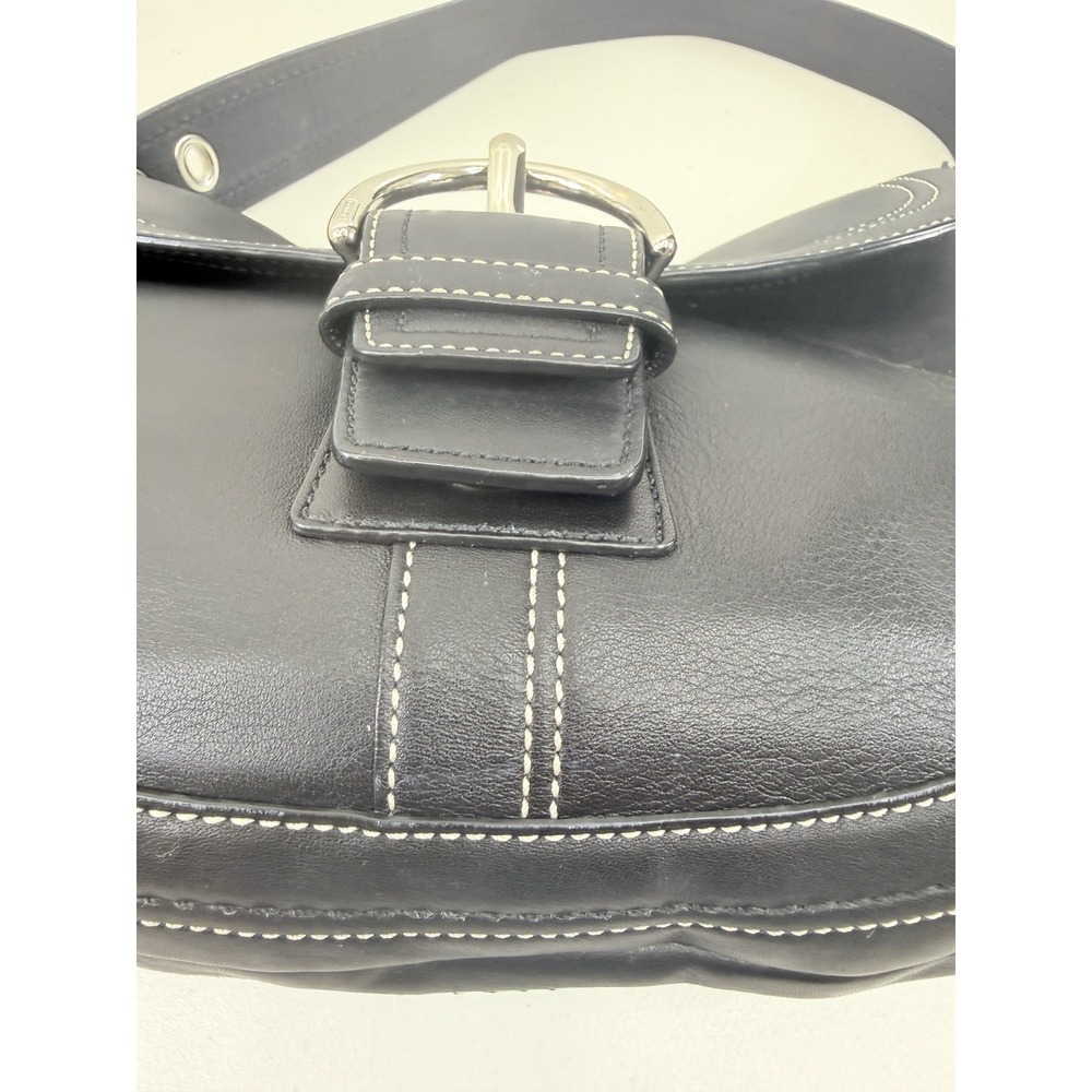 Coach Soho Black Leather Flap Handbag F10910 Silver Buckle Shoulder Bag READ - Picture 16 of 16